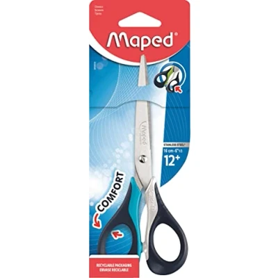 Image de Maped Ciseaux Sensoft Ergonomiques avec Anneaux Souples 16cm, dès 12 Ans Coloris bleu