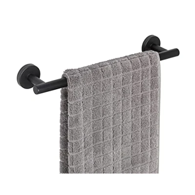 Image de WENKO Porte Serviette Mural Bosio, Barre Murale Fixation Inclus, Acier Inoxydable, 40x5,5x7 cm, Noir Mat