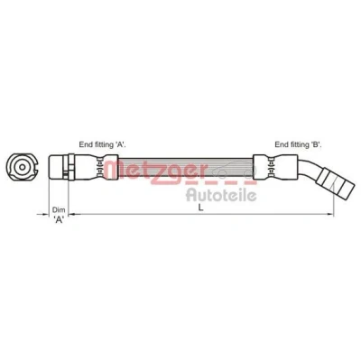 Image de METZGER 4112834 Flexible De Frein 300 OPEL: Corsa C 3/5 portes, Combo Van / Break