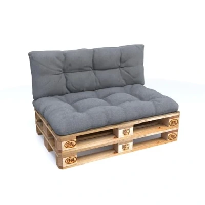Image de POKAR Set de 2 Coussins Matelassé pour Palettes Euro: 1x Assise 120x80cm + Dossier 120x40cm, en Mousse formée à Froid, Canapé Jardin, Intérieur et Extérieur, sans Palette Gris