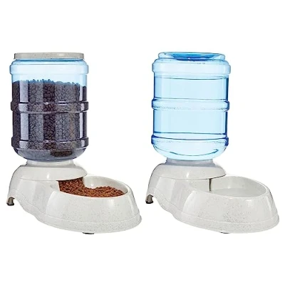 Image de Amazon Basics Chien Distributeur d’eau et de nourriture pour animaux, 2.5 gallons (9.46 l), Grande taille, Blanc