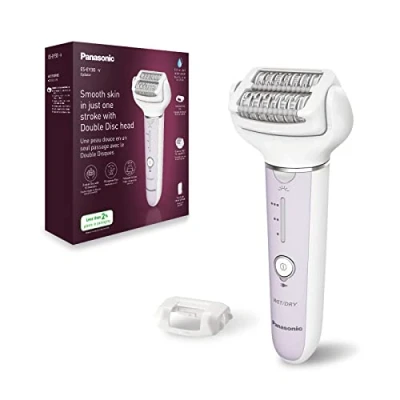 Image de Panasonic ES EY30 V503 Épilateur Wet et Dry, Double Disque 60 Pinces, Tête Flexible Pivotante 90, 3 Vitesses LED, 30 Minutes d&#039;Autonomie, sans Fil, Épilateur, Violet