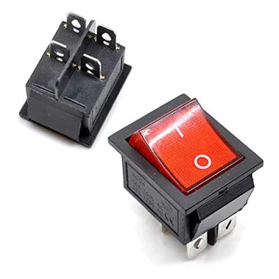 Image de Oiyagai Lot de 2 Interrupteurs à Bascule KCD4 DPST 4 Broches ON/Off, LED Rouge, 20A/125V, 15A/250V