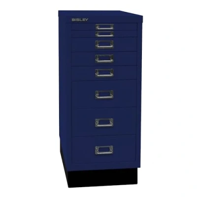 Image de BISLEY MultiDrawer, série 29 avec Socle, Format A4, 8 tiroirs, Métal, 639 Bleu Oxford, 38 x 27,9 67 cm