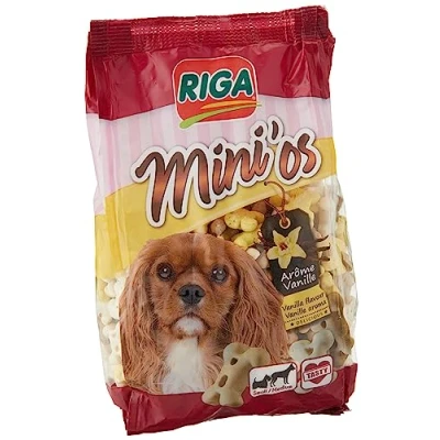 Image de Riga Mini&#039;Os Biscuits Friandise pour Chien Arôme Vanille Riche en Protéine Idéal l&#039;Education Paquet de 500g