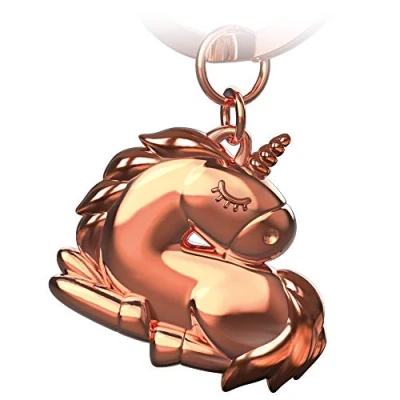 Image de FABACH Porte clés licorne endormi bonheur pour femme Pendentif comme cadeau meilleure amie, partenaire, Or rose, Taille unique,