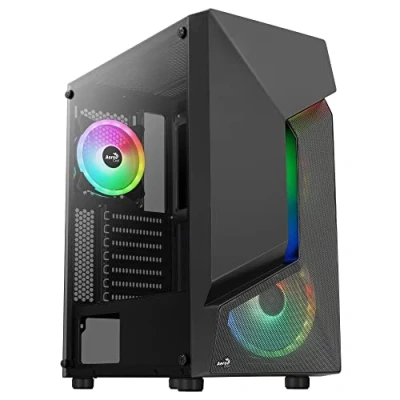 Image de Aerocool SCAPEBKV3, Boîtier Gaming ATX, Frontal RGB LED, Verre trempé, 3 Ventilateurs ARGB, Noir