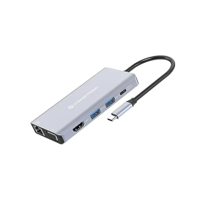 Image de Conceptronic DONN20G Avec fil USB 3.2 Gen 1 (3.1 1) Type C Gris Neuf