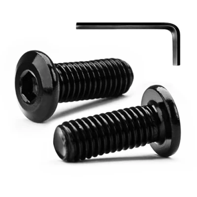 Image de M4 x 20mm 20Pcs Tête Plate Vis D&#039;assemblage à Six Pans Creux, Plate, Acier Inoxydable A2 V2A, Boulons de Meubles, Filetage Complet, Oxyde Noir (Avec Clé Hexagonale)