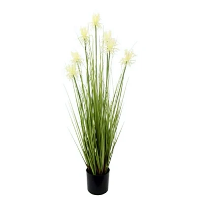 Image de Flair Flower Protea Plante Artificielle en graminée dans Un Pot Plumes d&#039;herbe Soie Blanc 92 cm