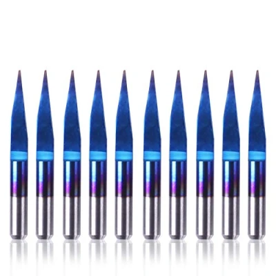 Image de SainSmart Genmitsu 10Pcs Mèches à graver Nano Blue Coat, 15 degrés 0.1mm Pointe 1/8&quot; Tige Conique V Bit