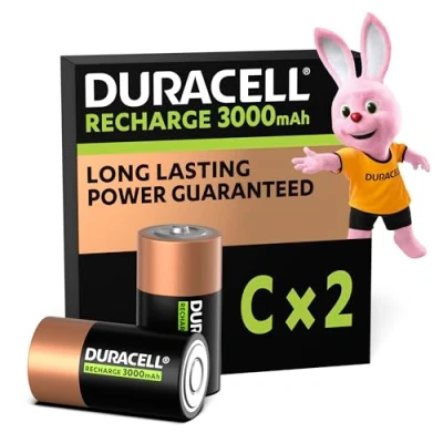 Image de Duracell Recharge Ultra piles Rechargeables type C 3000 mAh, Lot de 2