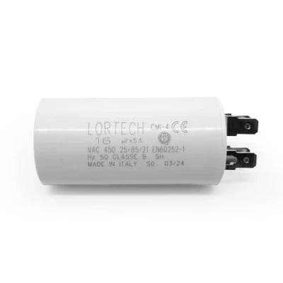 Image de CONDENSATEUR PERMANENT 16 µF Ø 35mm x 69 mm FOND PLAT FABRIQUÉ EN ITALIE