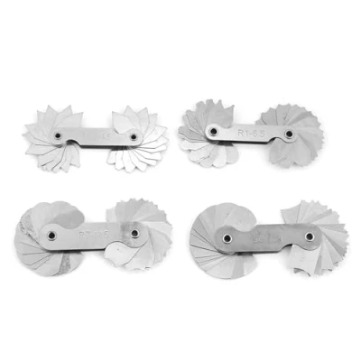 Image de 4pcs jauges de rayon congé en acier inoxydable mesure concaves convexes portables R0.3 1.5/ R1 6.5/ R7 14.5/ R15 25