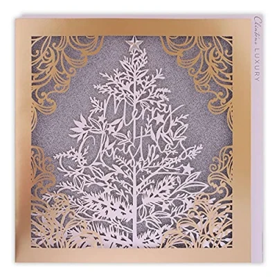 Image de Clintons: carte de Noël en forme d&#039;arbre Noël, découpe au laser, générale, unique, doré, 192 x 192, 1169591