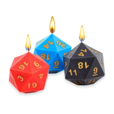 Image de Power Beast Dungeon Bougie de Dés Polyédriques, Bougies pour Jeux Role, Donjons et Dragons, Jeu Dés, D&amp;D, Master, Dungeons and DND, RPG, 3 unités.