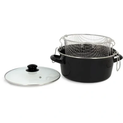 Image de Friteuse MENASTYL 3645580 En acier émaillé Noir 26 cm Avec couvercle et panier Tous feux dont induction