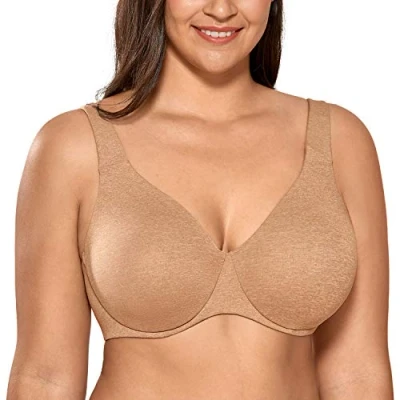 Image de DELIMIRA Femme Soutien Gorge Minimiseur Forte Poitrine Invisible Grande Taille avec Armature Chanterelle 110D