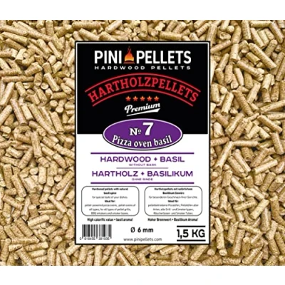 Image de PINI Granulés de bois dur № 7 pour barbecue, pizza, four, basilic, 1,5 kg