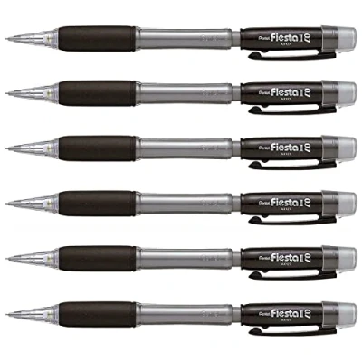 Image de PENTEL Lot de 5 Porte mines Fiesta II Pointe 0,7 mm Corps Noir