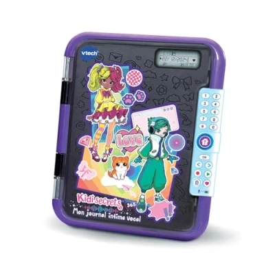Image de VTech KidiSecrets 365 Mon Journal Intime Vocal Noir, Électronique avec Code, Micro Enregistreur, Carnet Secret, Feutre et Jeux, Cadeau Enfant de 5 Ans à 12 Contenu en Français