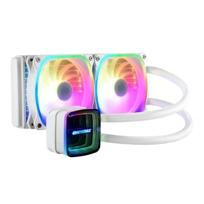 Image de ENERMAX AQUAFUSION ADV ARGB 240 Refroidisseur de CPU Pompe Bi Camériste Miroir Infini Pour Intel LGA1700/1200, AMD AM5/AM4 360W + TDP 2 x Ventilateurs SquA RGB 120 PWM Blanc
