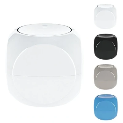 Image de Spirella Poubelle cosmétique Récipient à déchets Salle de Bains Boîte ordures Couvercle pivotant 1 Litre Table Blanc