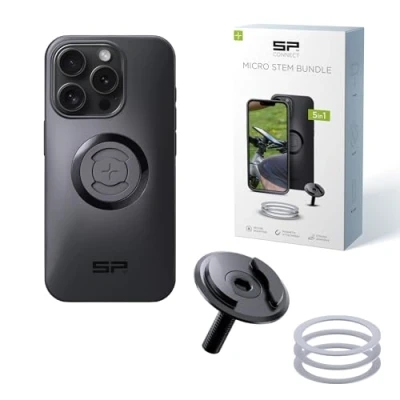Image de SP CONNECT Micro Stem Bundle SPC+ pour iPhone 15 Pro Support de téléphone Portable Guidon vélo Smartphone