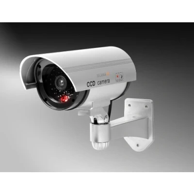 Image de Technaxx Allemagne outdoor Caméra de sécurité dôme Factice CCD Cam Intérieur Réaliste Fausse Surveillance CCTV 1080p Rouge Clignotant LED Objectif et Câble TX 18
