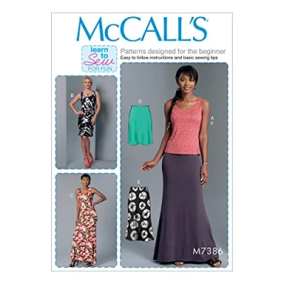 Image de McCall&#039;s Patterns 7386 Y Patrons de Top/Robes et Jupes, Tailles XS Medium