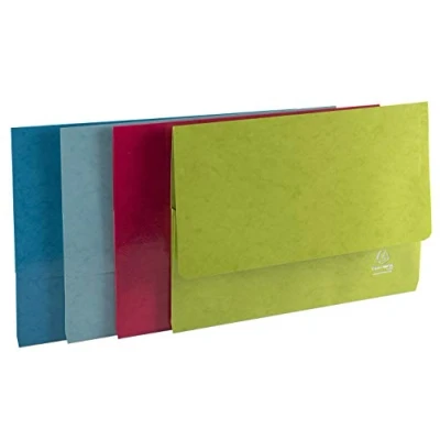 Image de Exacompta Réf. 48220E Carton de 25 chemises Poche avec soufflet 32 mm 1928 épaisseur 265 g/m² certifiées FSC® dimensions 24 x 32cm pour documents format A4 4 couleurs assorties