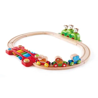 Image de Hape E3825 Music and Monkeys Wooden Train Set My First Railway