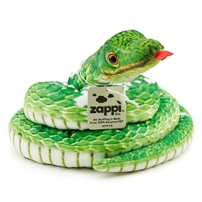 Image de Zappi Co Jouet Serpent en Peluche Doux et Câlin pour Enfants Faisant Partie de la Collection d&#039;animaux Savane : Réaliste Vivant (180 cm Longueur)(Python Vert Arbre)
