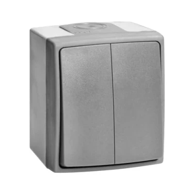 Image de Miratic Interrupteur Double Etanche Exterieur à 2 voies pour Chandelier Lustre Eléments d&#039;Etanchéité IP55 en Caoutchouc Montage Saillie Gris Graphite