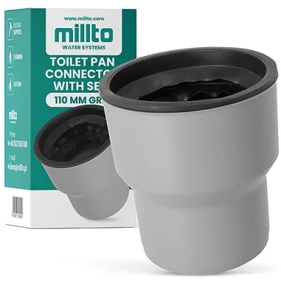 Image de Millto™ Raccord de WC 110 mm avec joints en caoutchouc Tuyau raccordement Kit pour canalisation toilettes