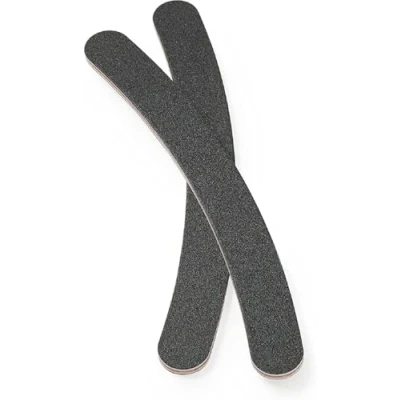 Image de Manicare Lot de 2 limes à Ongles incurvées en forme Boomerang Pour une utilisation facile Émeri noir naturels et artificiels Grain moyen double face manucure ou pédicure