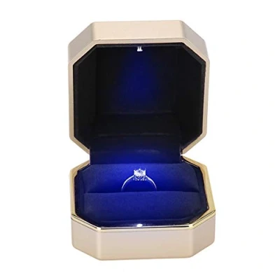 Image de TMISHION Coffret à Bague avec éclairage Interne LED, Étui de Rangement d&#039;Anneau Porte Bijoux, pour Demande en Mariage,fiançailles et Mariage Saint Valentin Breloques(01#)