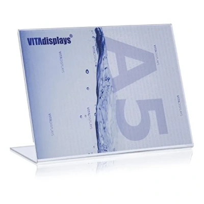 Image de VITAdisplays Présentoir, support publicitaire, format transversal, DIN A5 (21.0 x 14.8 cm), transparent en PLEXIGLAS original