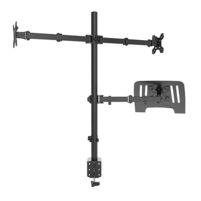 Image de Audizio CMA20L Support Double Écran 13 32 pouces et Ordinateur Portable Réglable en Hauteur, Inclinable, VESA 75/100