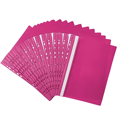 Image de Netuno 20x chemise à lamelle perforée rose A4 dossier rapide levier en plastique classeur de présentation avec couverture transparente