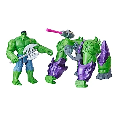 Image de Marvel Mech Strike Mechasaurs, 11,4 cm Hulk avec Gamma Smasher Mechasaur, jouets de super héros pour enfants à partir 4 ans, F6600