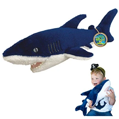 Image de EcoBuddiez Requin Mako de Deluxebase. Grande Peluche Douce 51cm Faite Bouteilles en Plastique Recyclées. Cadeau Calin écolo pour Enfants et Animal Doux Mignon Bambins.