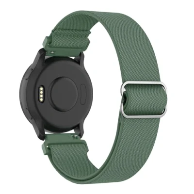 Image de MoKo Bracelet en Nylon Extensible Compatible avec Garmin Venu 2S/Venu 3S/Vivoactive 4S/Vivomove 3S/Forerunner 255S/255S Music/Forerunner 265S, 18mm Élastique Ajustable, Vert Pin