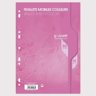 Image de Calligraphe 7963C Un Paquet de Feuillets Mobiles Perforés Roses sous Film (une Marque Clairefontaine) A4 21x29,7 cm 100 Pages Grands Carreaux Papier 80 g