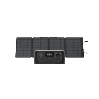 Image de Générateur solaire portable EF EcoFlow RIVER 3 avec panneau 110 W, 245 Wh de capacité, 600 W puissance sortie, technologie GaN, temps transfert &lt; 10ms, station électrique pour camping