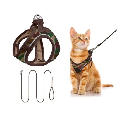 Image de Qianruida Harnais Chien, Step In Pour Chiens Avec Laisse, Réfléchissant Respirant Mesh Doux Confort Réglable Gilet Petite Chats Marcher Courir Formation (Camouflage L)