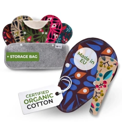 Image de Protege Slip STRING Lavable Bio Coton; Lot de 7 (S) Protège Reutilisable TANGA FABRIQUÉE EN UE; Serviette Hygiénique sans PUL; pour pertes blanches NE CONVIENT PAS les Règles