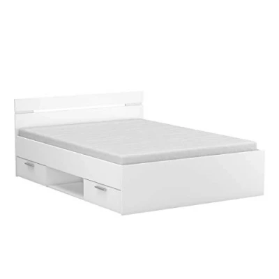Image de PEGANE Lit Adulte avec Rangement Coloris Blanc Mat 144,1 x 74,2 194,7 cm
