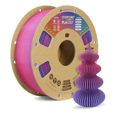 Image de OVERTURE PLA Filament 1.75mm, 1kg Bobine (2.2lbs) 3D Drucker Filament, Précision Dimensionnelle +/ 0.02mm (Baie Aurora)