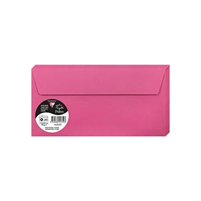 Image de Clairefontaine 5575C Paquet de 20 Enveloppes Auto Adhésives Format DL 11x22cm 120g/m² Coloris Rose Fuchsia Invitation Evènements et Correspondance Gamme Pollen Papier Premium Lisse